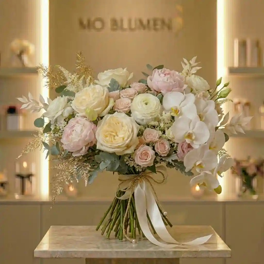 Luxusblumen Wien – Exklusive Premium-Arrangements, rote Rosen in elegantem Bouquet, kunstvoll gestaltet für besondere Anlässe.
